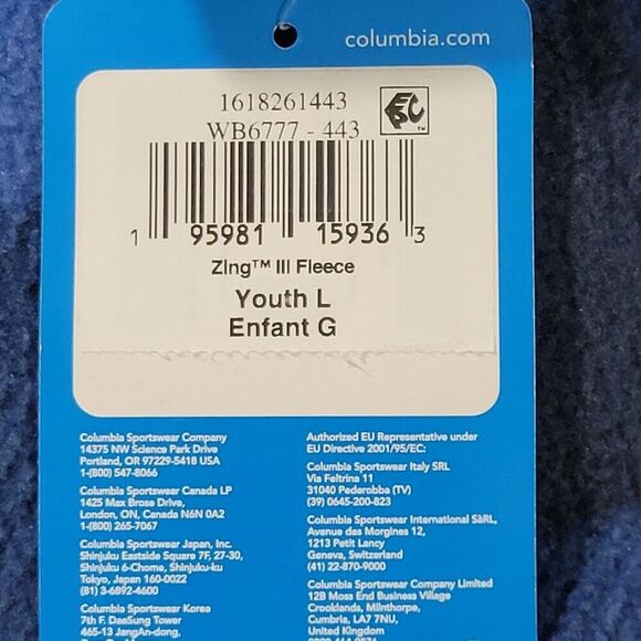 Columbia Fleece Jacket Boys Youth Size Large 14/16 Zing III Blue Check Zip Front - Picture 9 of 15